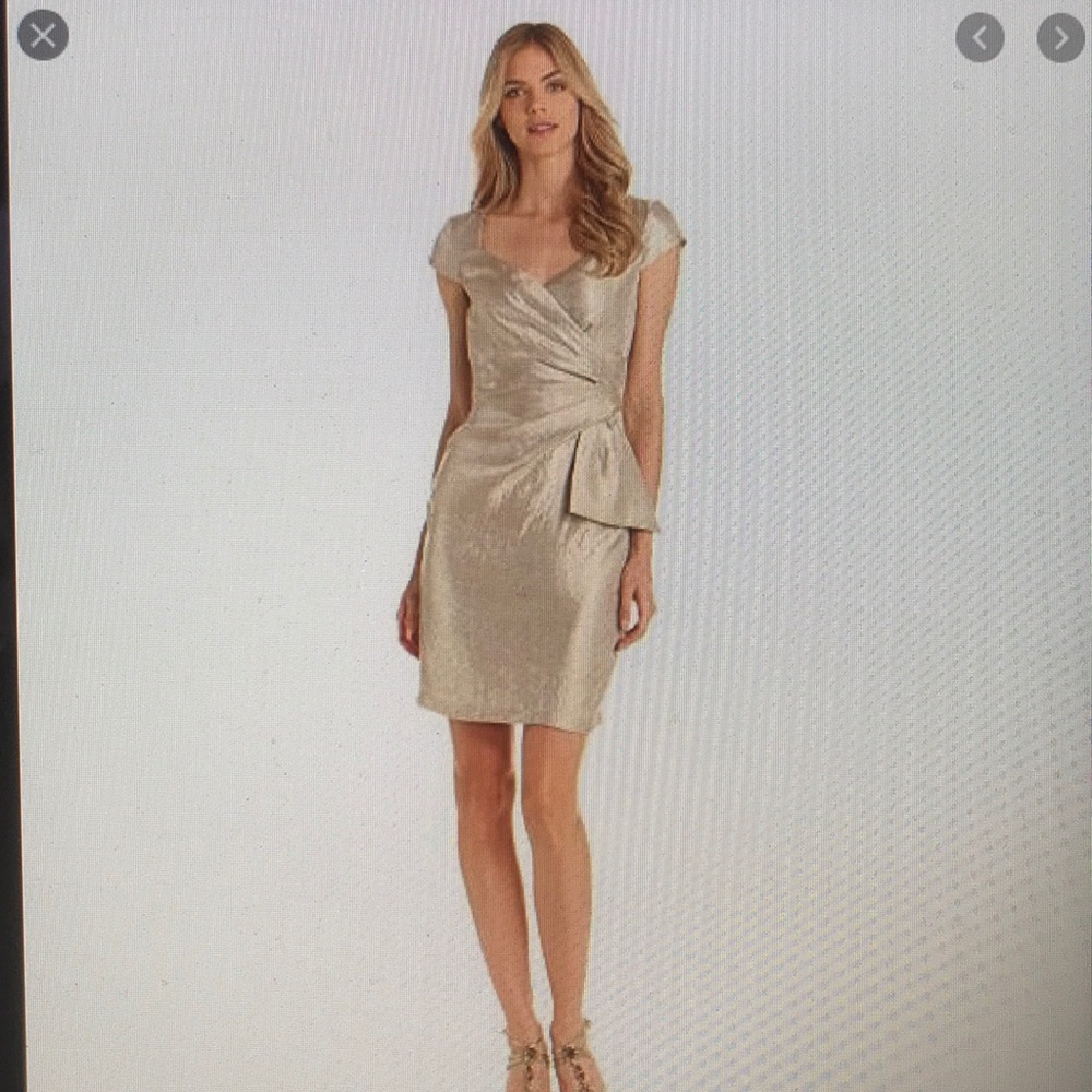 London Times  Tan Metallic Cocktail Dress New with Tags Size 8